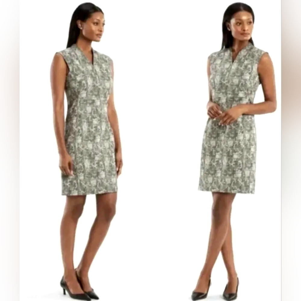MM Lafleur Aditi Black White Crackle Cotton Blend Sheath Dress Size 12